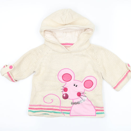 Blue Zoo Girls Beige   Pullover Hoodie Size 2-3 Years  - mouse