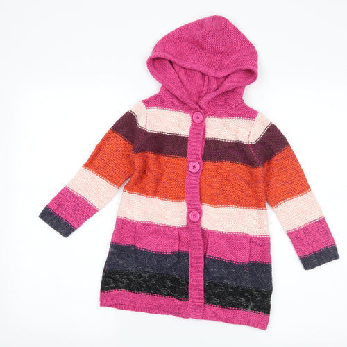 John Lewis Girls Pink Striped  Jacket  Size S
