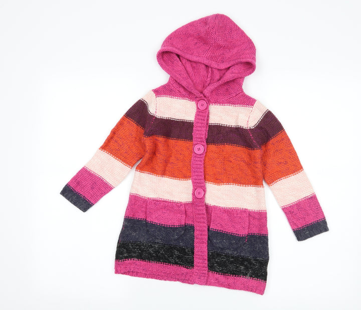 John Lewis Girls Pink Striped  Jacket  Size S