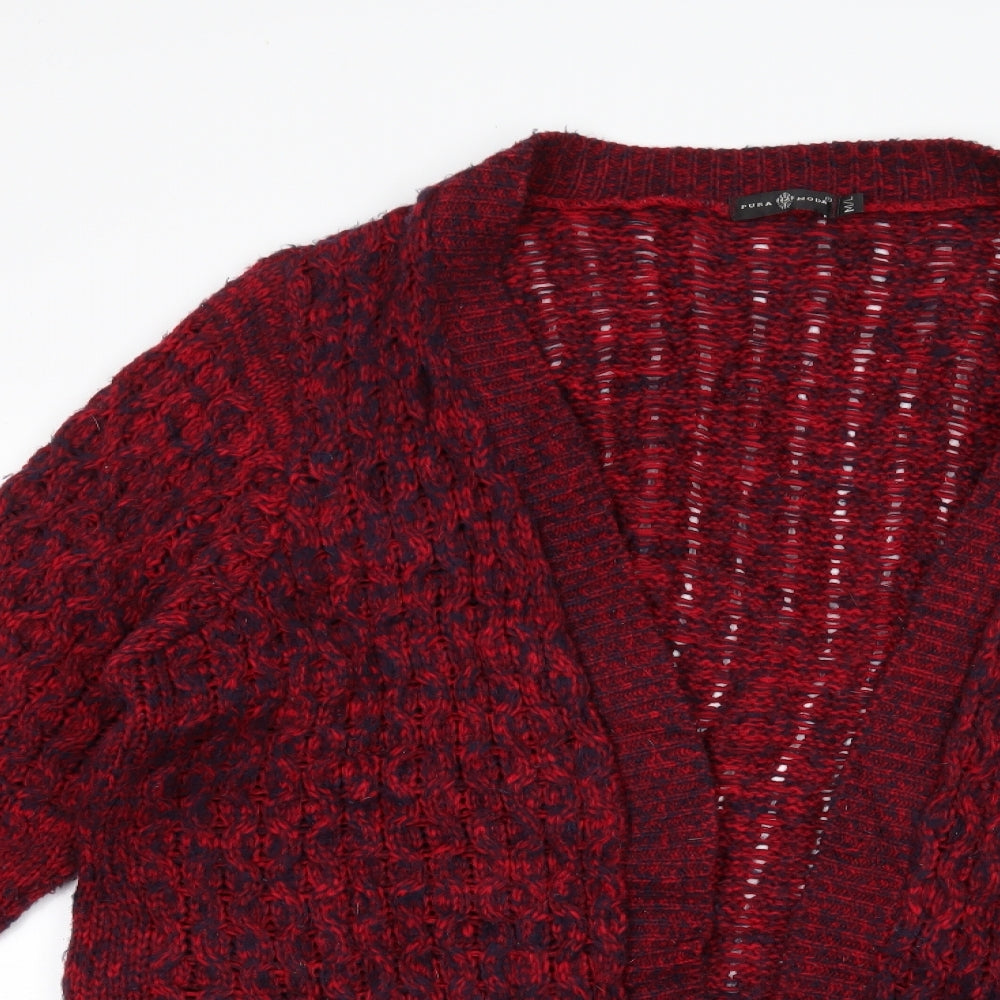 Pura Moda Womens Red   Cardigan Jumper Size M