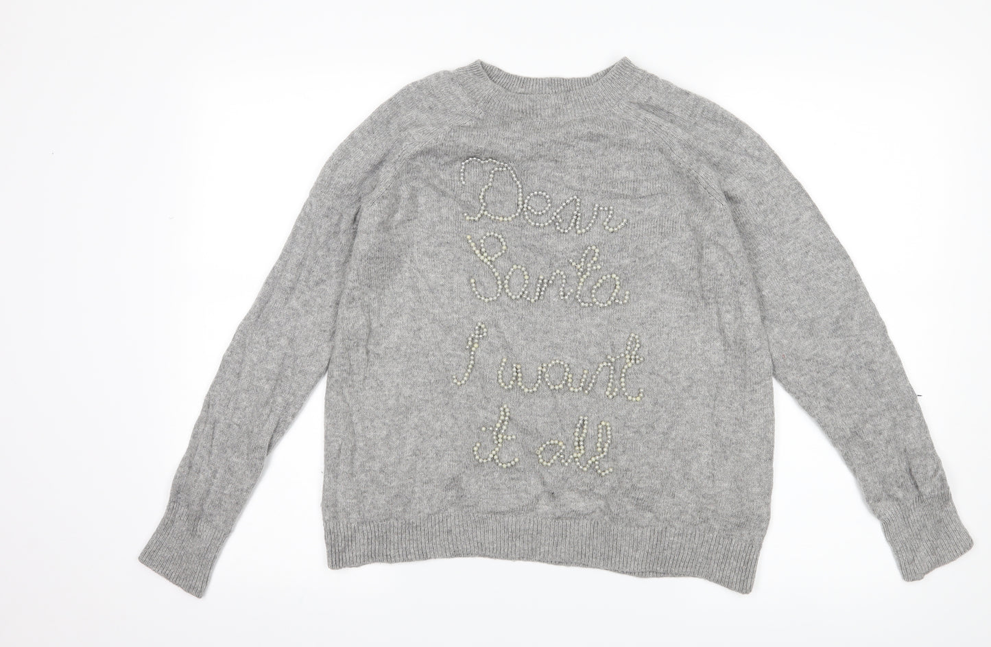 H&M Womens Grey   Pullover Jumper Size S  - christmas slogan