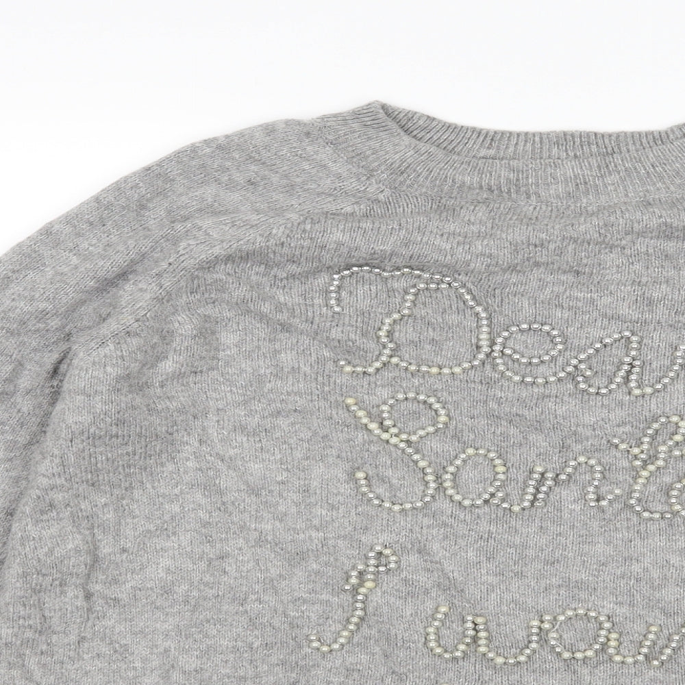 H&M Womens Grey   Pullover Jumper Size S  - christmas slogan