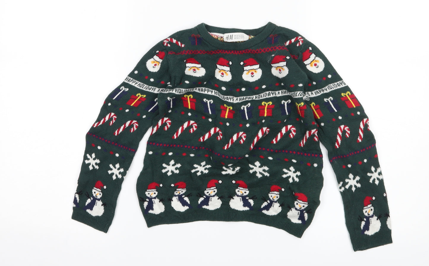 H&M Boys Green   Pullover Jumper Size 5-6 Years  - christmas
