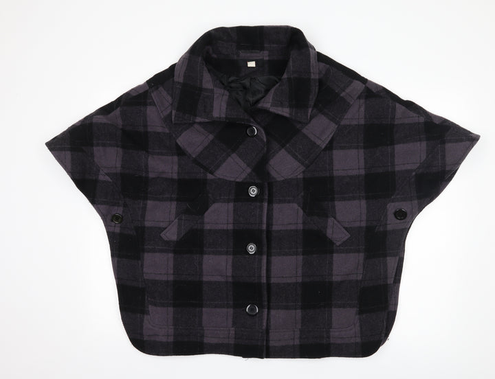Lux Womens Purple Check  Jacket Poncho Size S