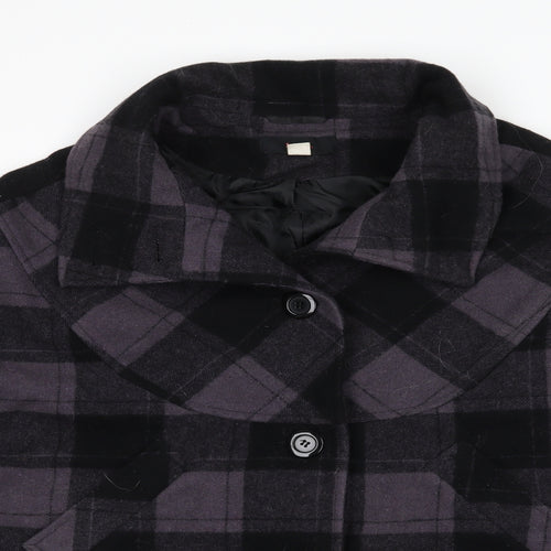 Lux Womens Purple Check  Jacket Poncho Size S