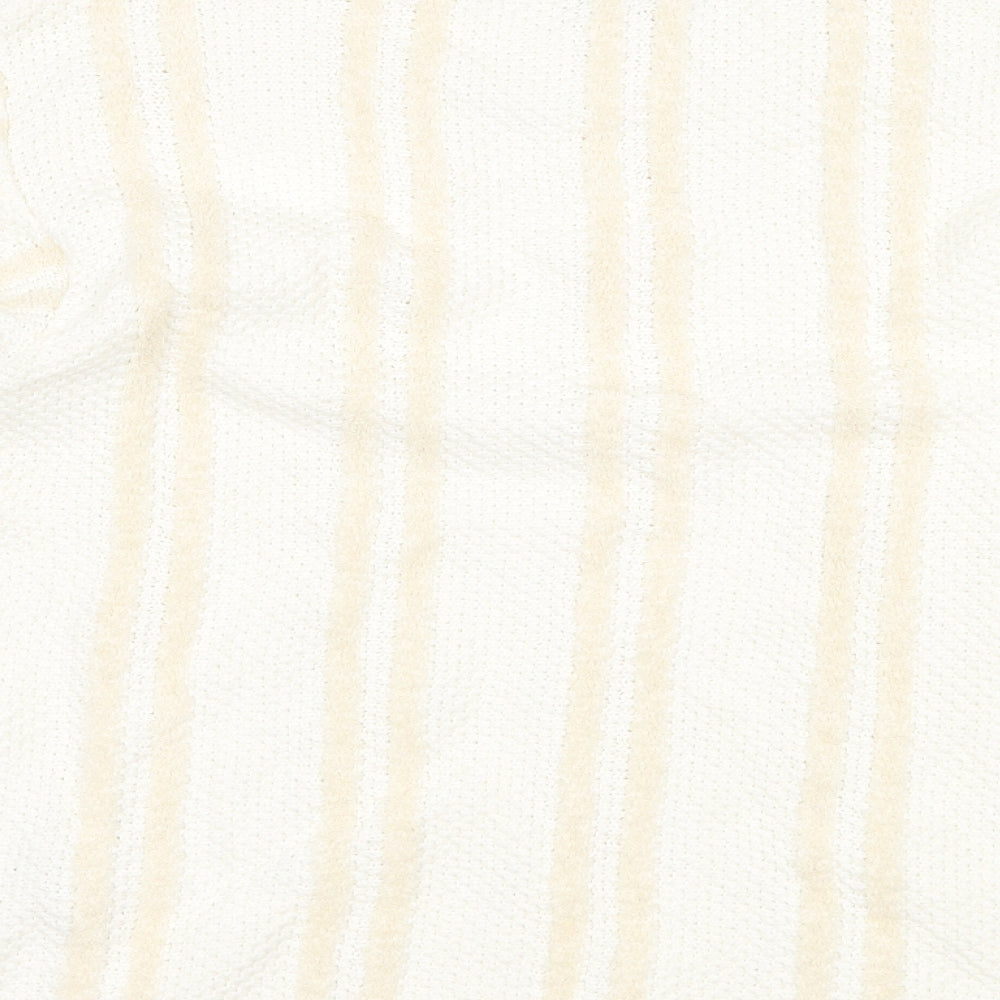 Marks and Spencer Womens Ivory Striped  Basic T-Shirt Size 14