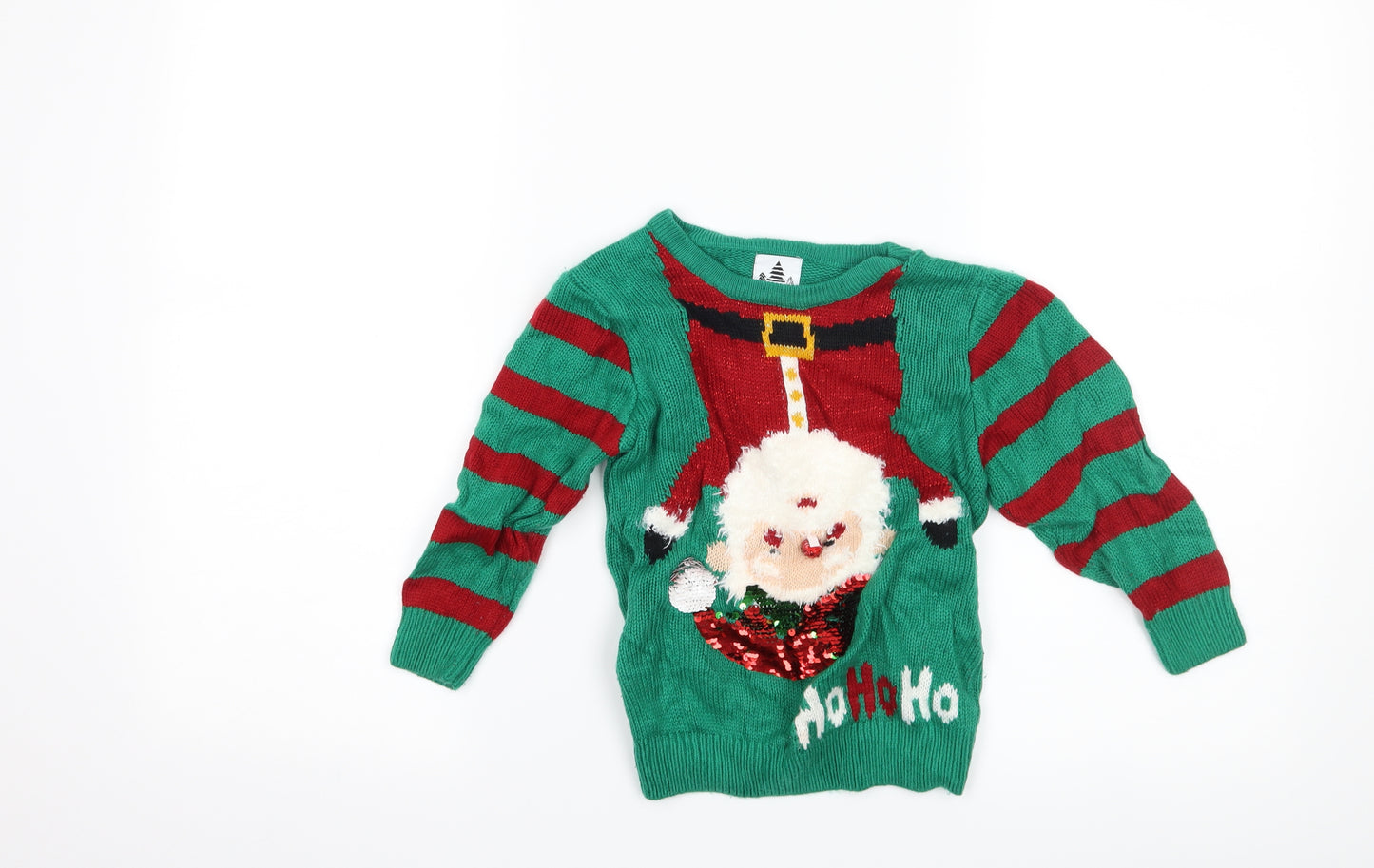 George Boys Green   Pullover Jumper Size 3-4 Years  - Father christmas