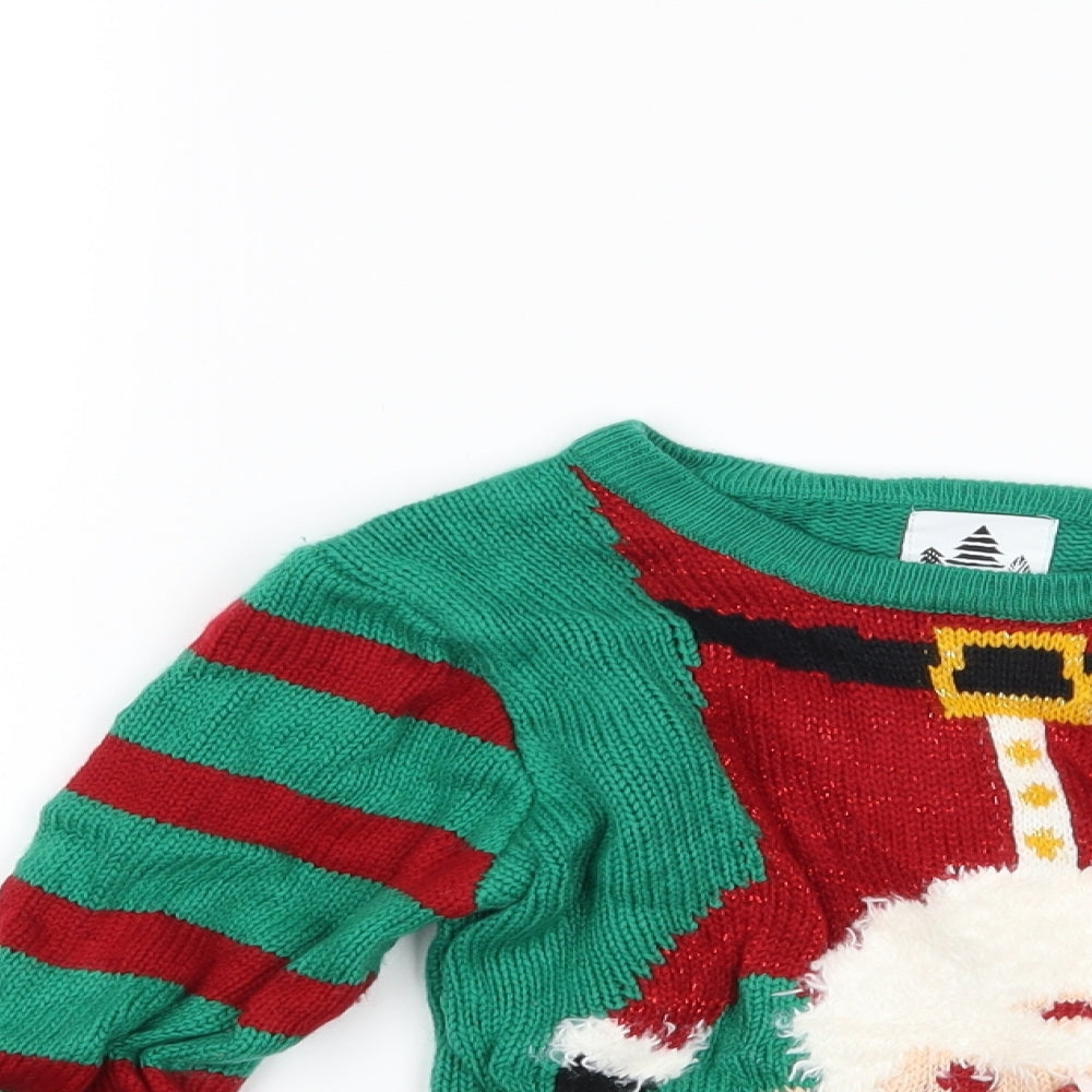 George Boys Green   Pullover Jumper Size 3-4 Years  - Father christmas