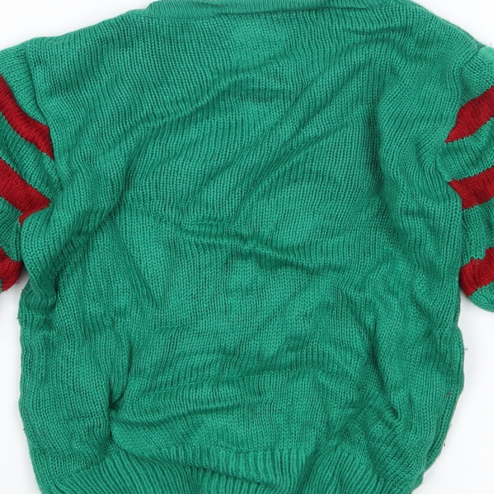 George Boys Green   Pullover Jumper Size 3-4 Years  - Father christmas