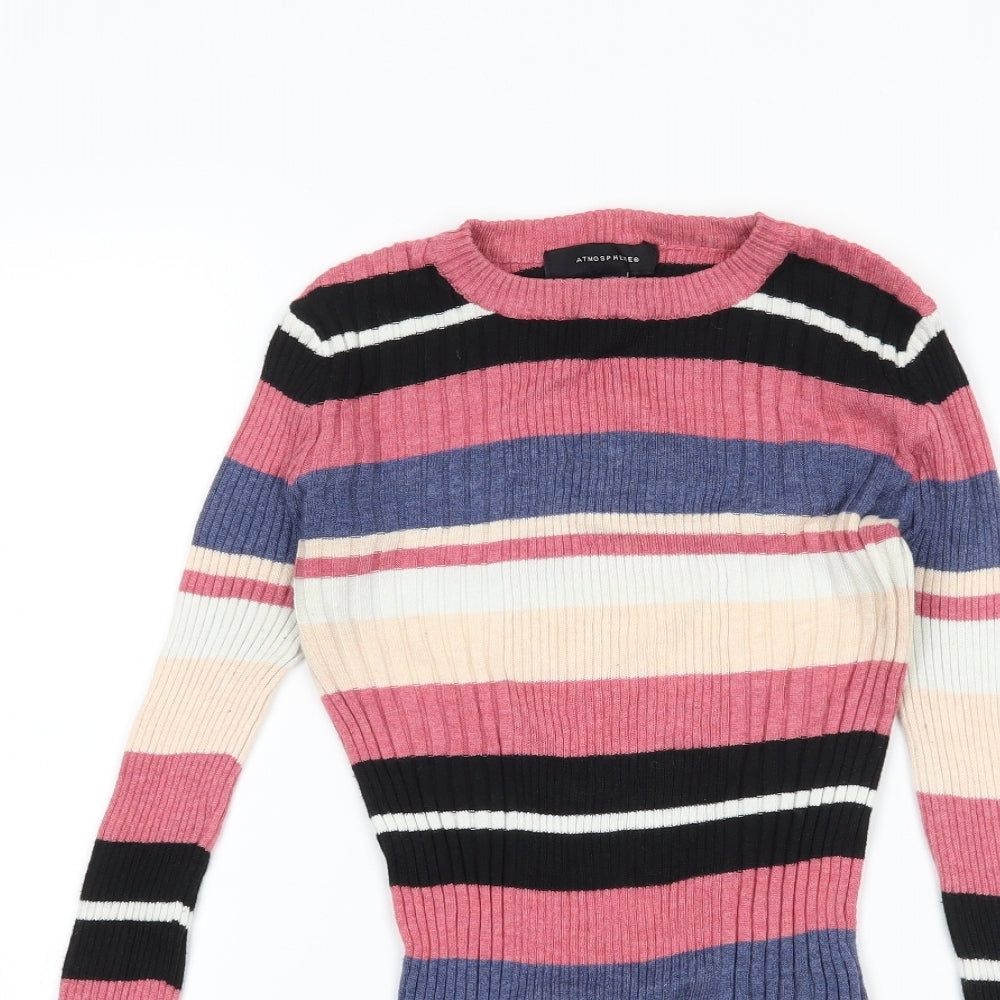 Atmosphere Womens Pink Striped  Pullover Jumper Size 8