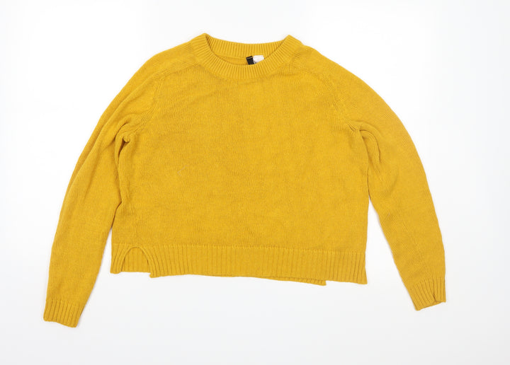 Divided Womens Yellow  Knit Pullover Jumper Size S