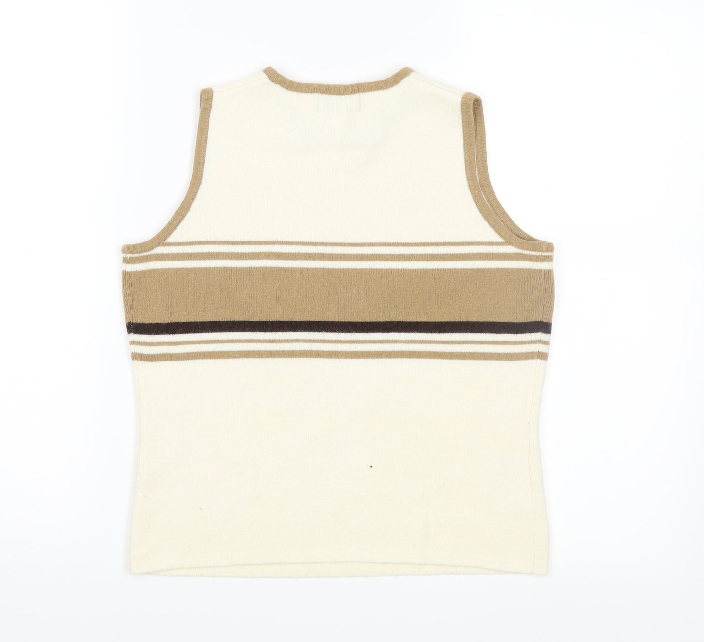 AMARANTO Womens Ivory Striped Knit Pullover Jumper Size S