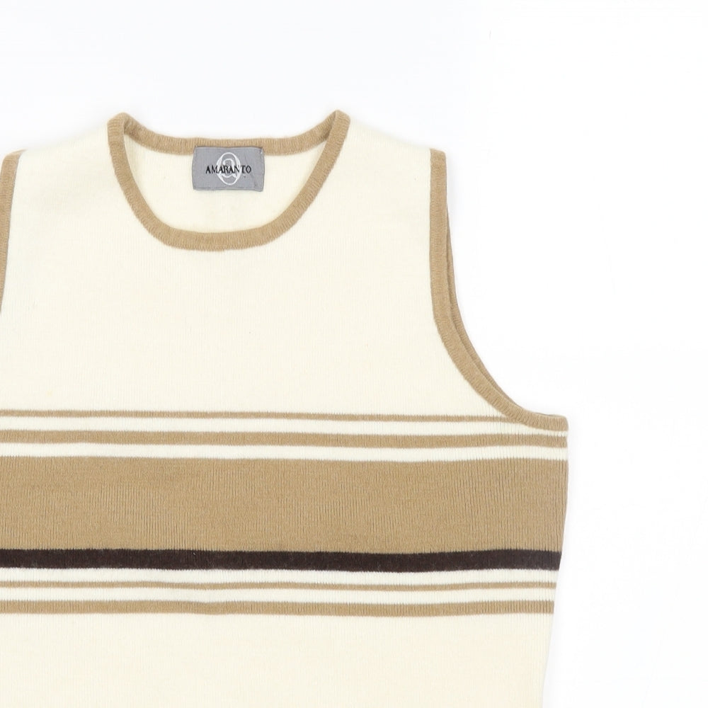 AMARANTO Womens Ivory Striped Knit Pullover Jumper Size S