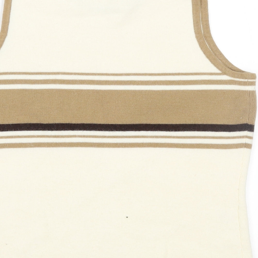 AMARANTO Womens Ivory Striped Knit Pullover Jumper Size S