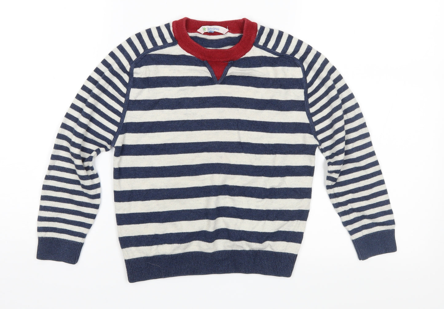 John Lewis Boys Blue Striped Knit Pullover Jumper Size 6 Years