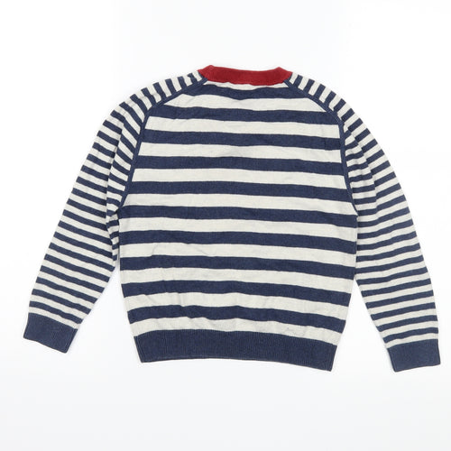 John Lewis Boys Blue Striped Knit Pullover Jumper Size 6 Years