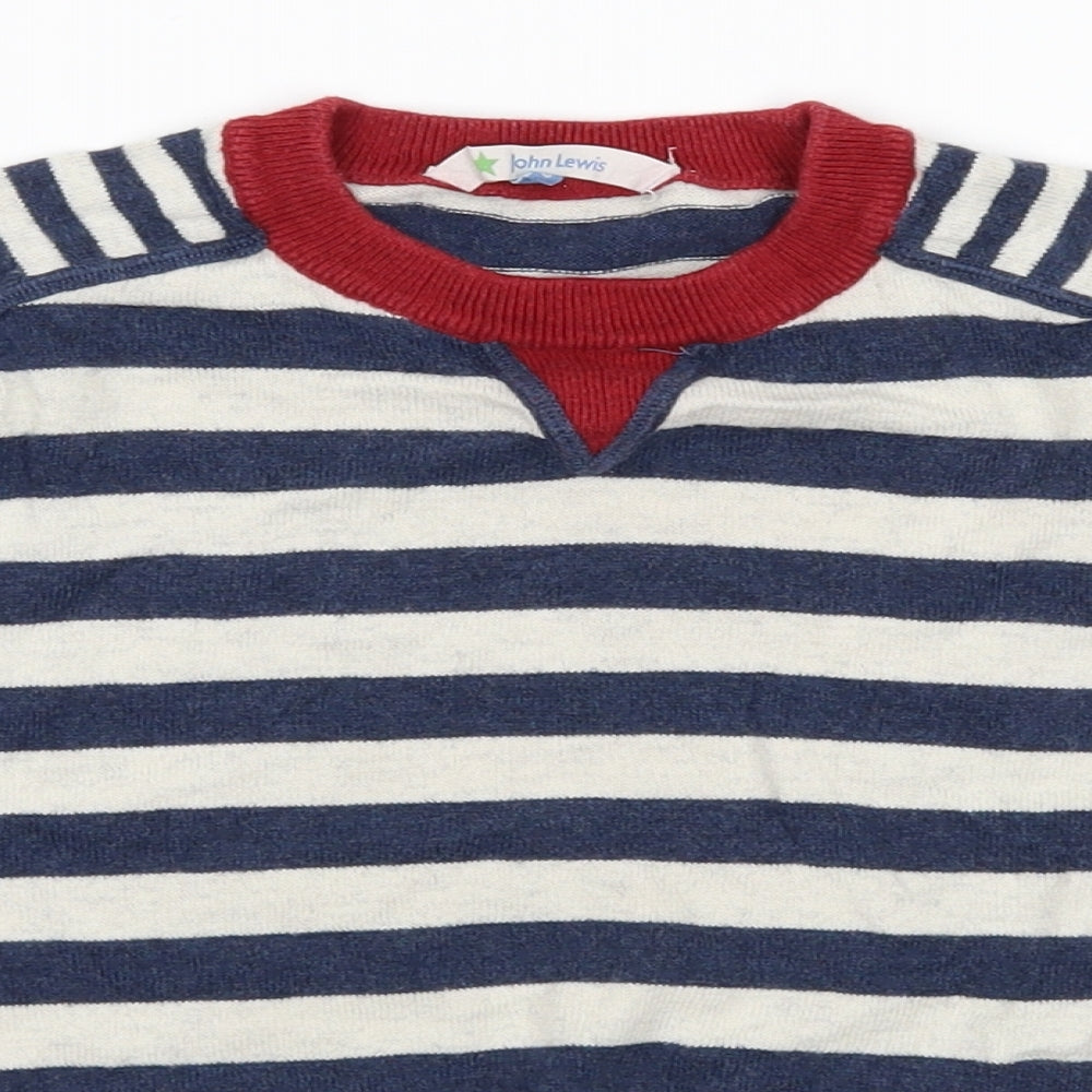 John Lewis Boys Blue Striped Knit Pullover Jumper Size 6 Years