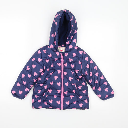 George Girls Blue Geometric  Anorak Coat Size 2-3 Years