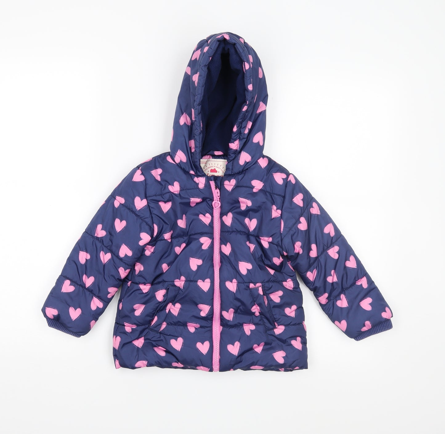 George Girls Blue Geometric  Anorak Coat Size 2-3 Years