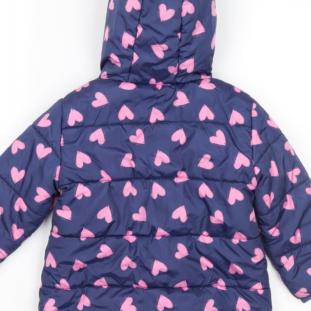 George Girls Blue Geometric  Anorak Coat Size 2-3 Years