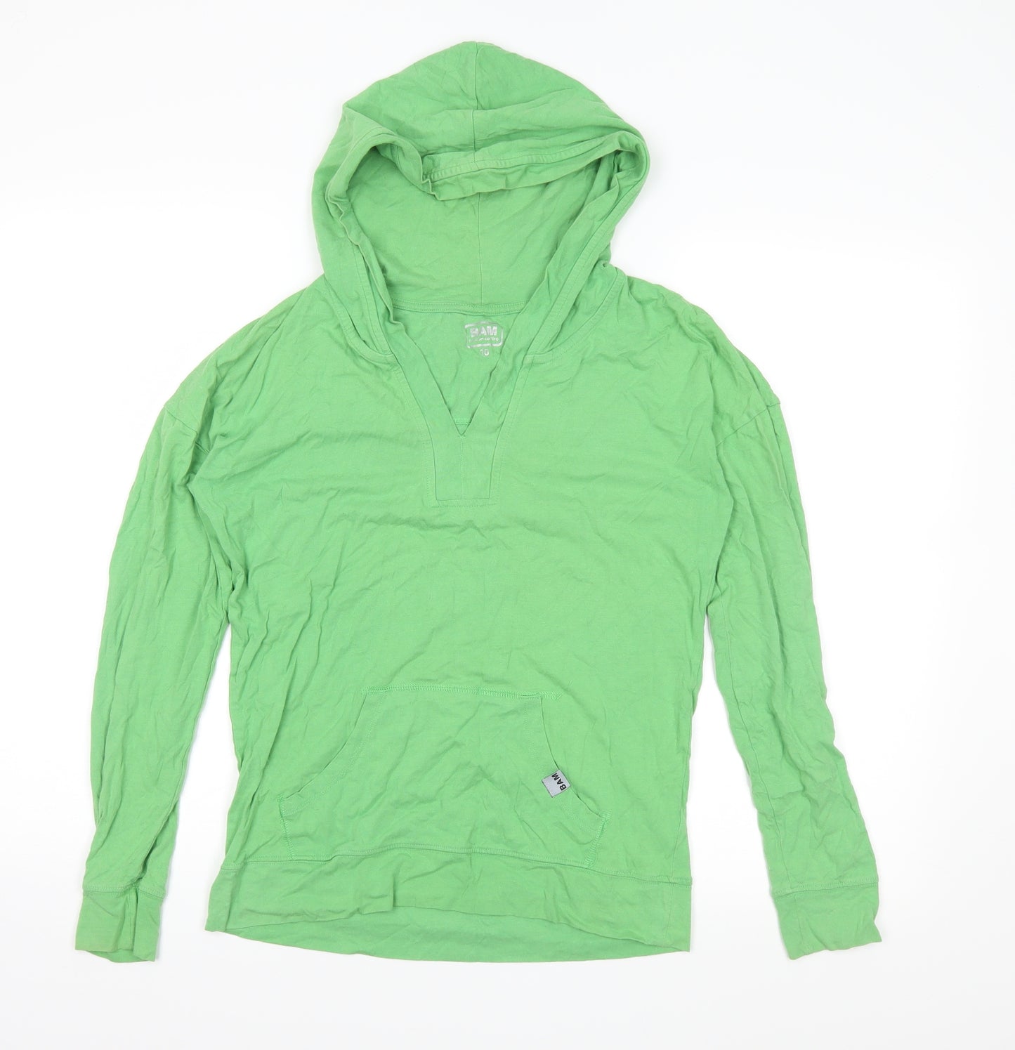 BAM Womens Green  Jersey Pullover Hoodie Size 10