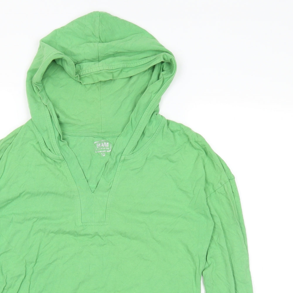 BAM Womens Green  Jersey Pullover Hoodie Size 10