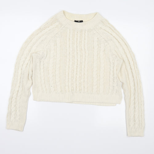 H&M Womens Ivory  Knit Pullover Jumper Size S