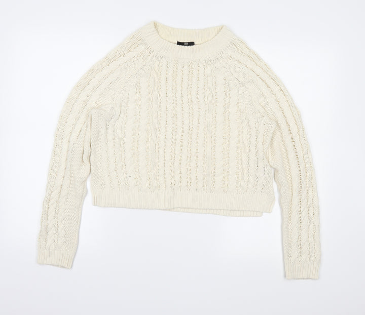 H&M Womens Ivory  Knit Pullover Jumper Size S