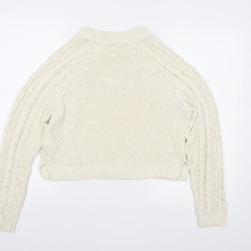 H&M Womens Ivory  Knit Pullover Jumper Size S