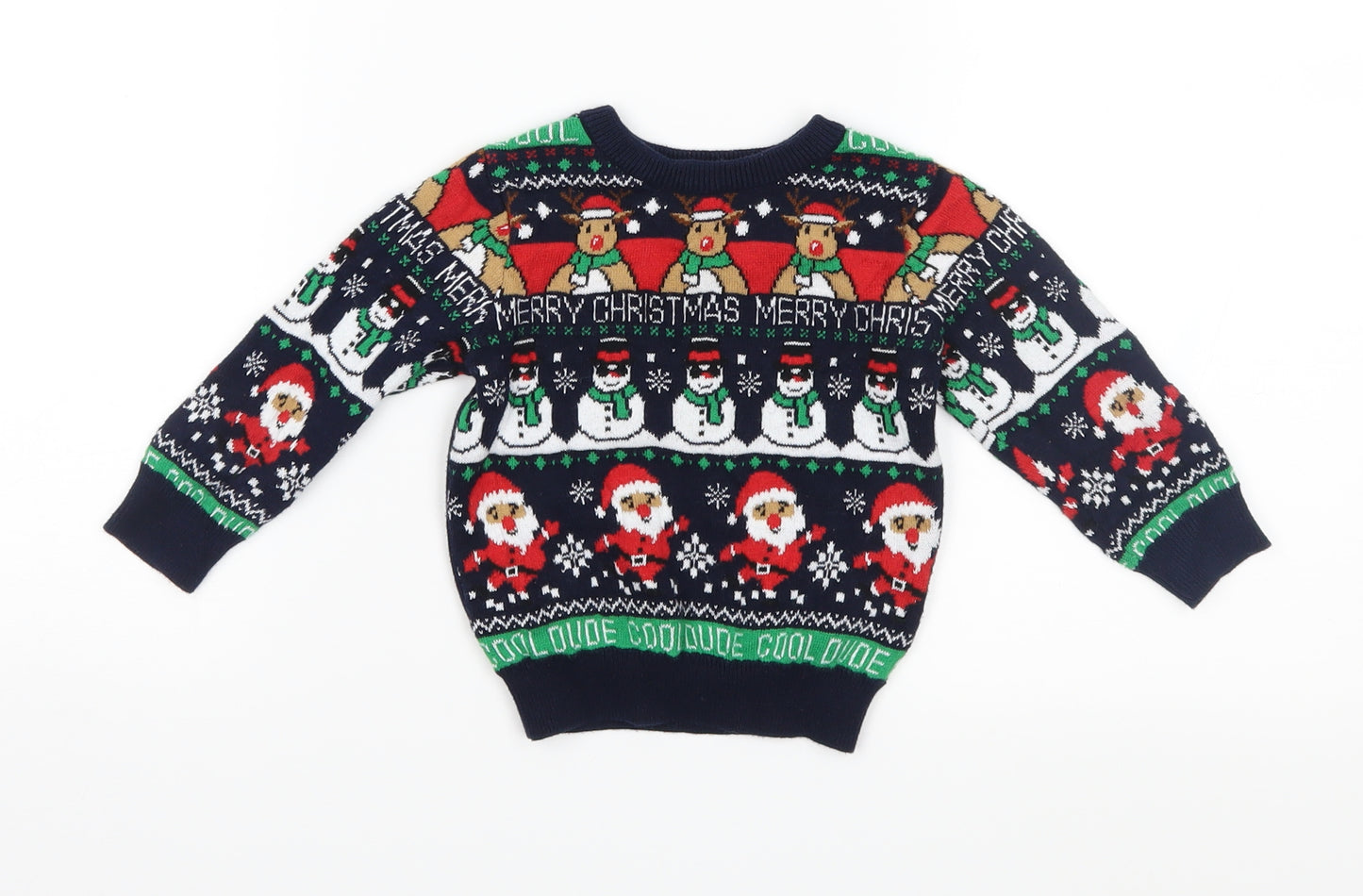 Primark Boys Blue Fair Isle Knit Pullover Jumper Size 9-12 Months  - Xmas