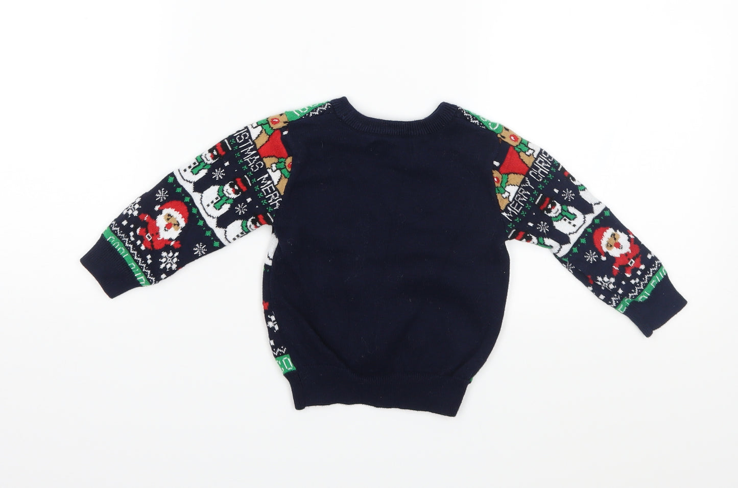 Primark Boys Blue Fair Isle Knit Pullover Jumper Size 9-12 Months  - Xmas