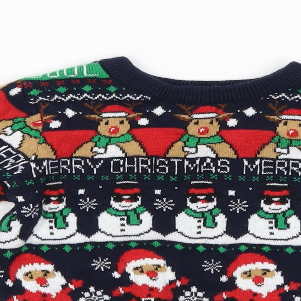 Primark Boys Blue Fair Isle Knit Pullover Jumper Size 9-12 Months  - Xmas
