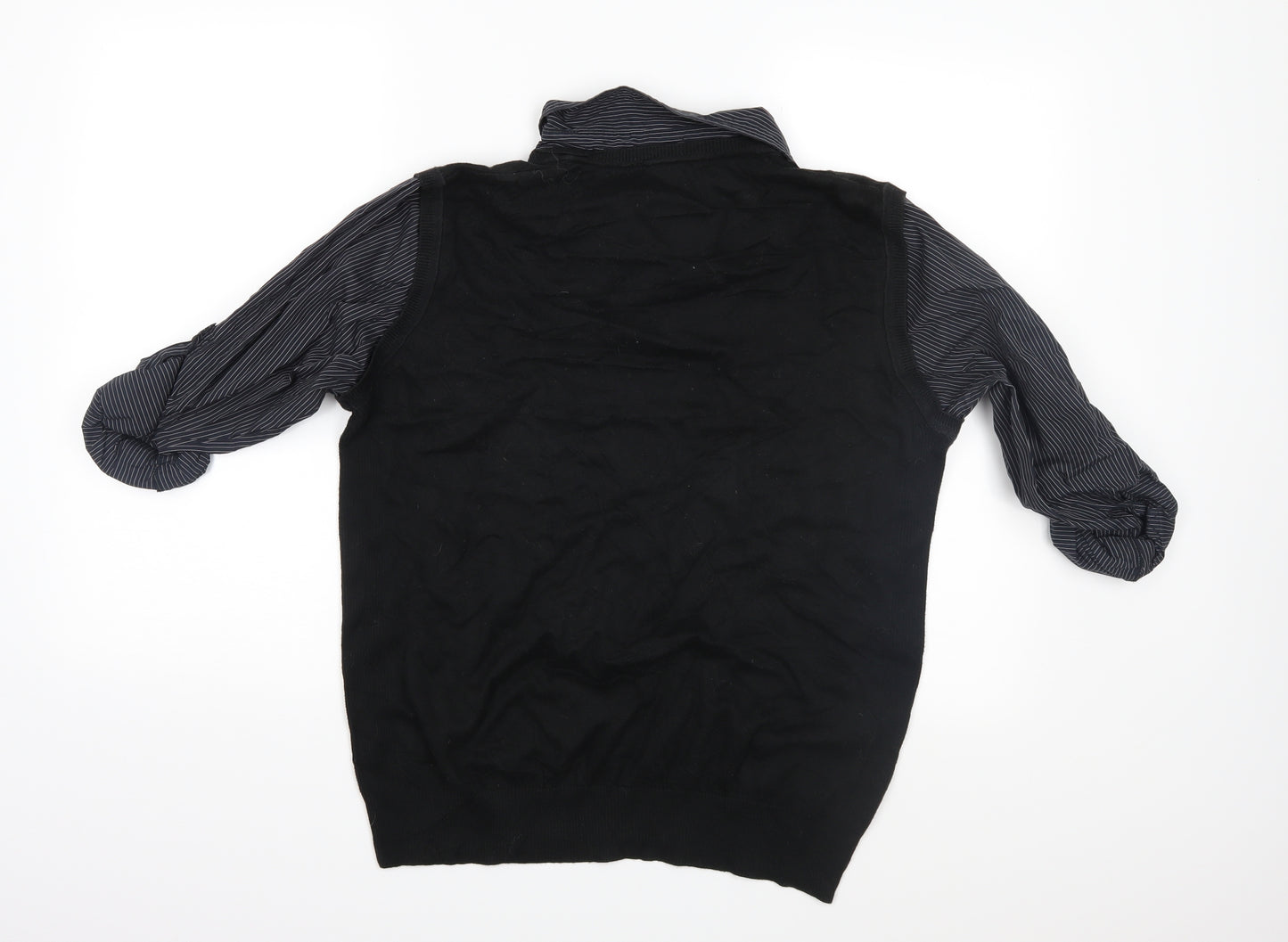 NEXT Mens Black Striped Knit Pullover Jumper Size M