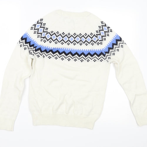 Jack Wills Womens White Fair Isle Knit Pullover Jumper Size 8