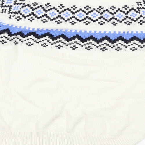 Jack Wills Womens White Fair Isle Knit Pullover Jumper Size 8