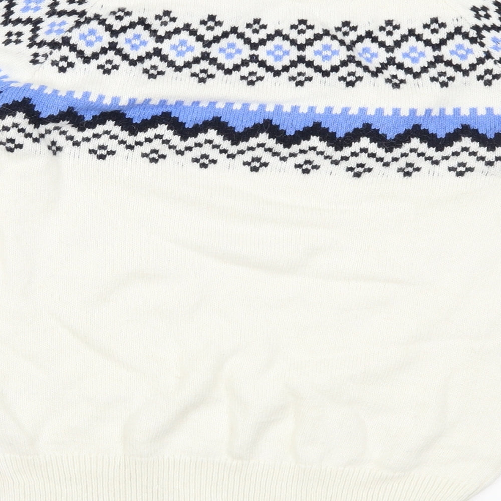 Jack Wills Womens White Fair Isle Knit Pullover Jumper Size 8