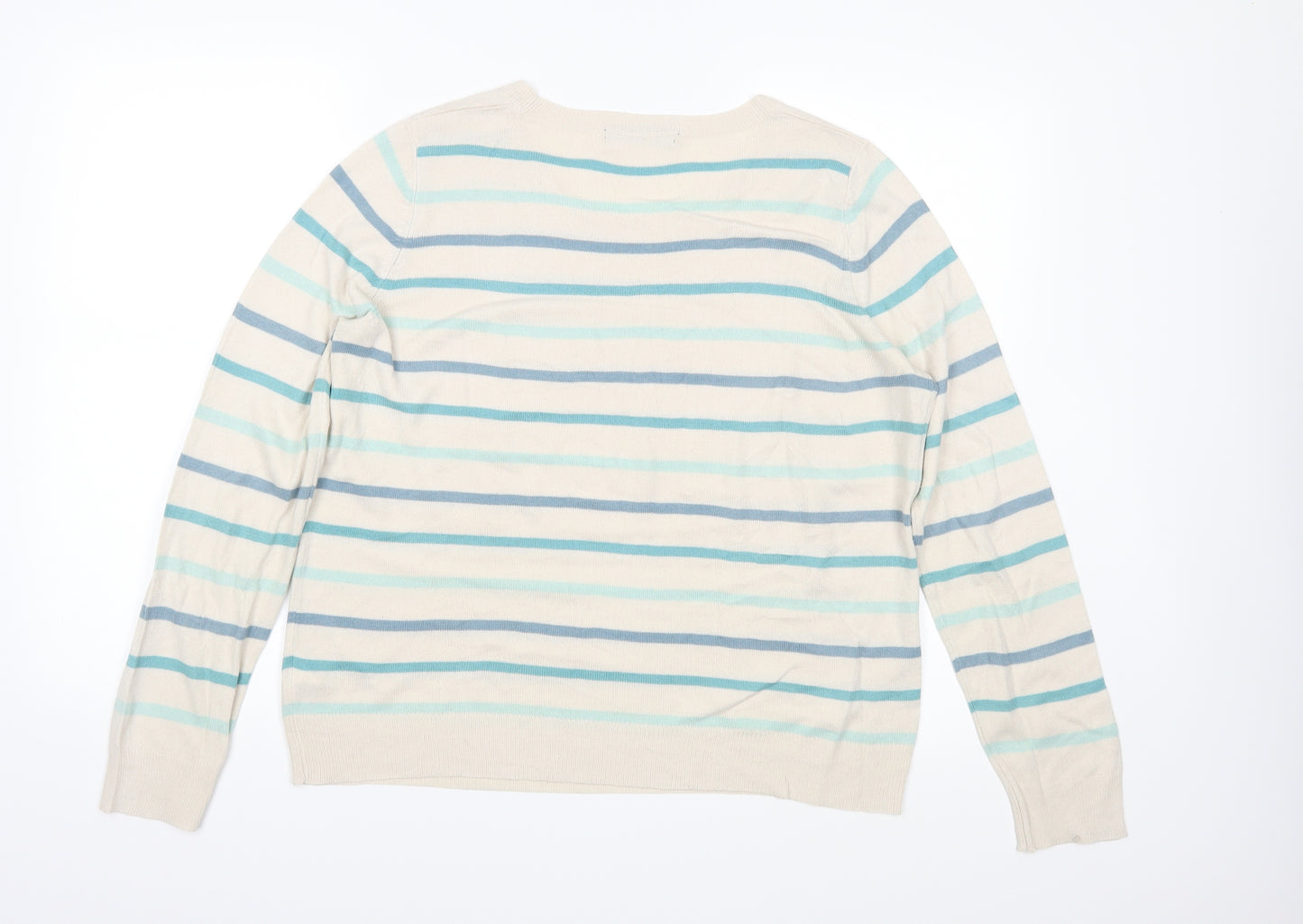 Marks and Spencer Womens Beige Striped Knit Pullover Jumper Size 14