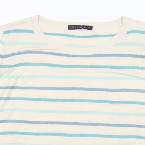 Marks and Spencer Womens Beige Striped Knit Pullover Jumper Size 14