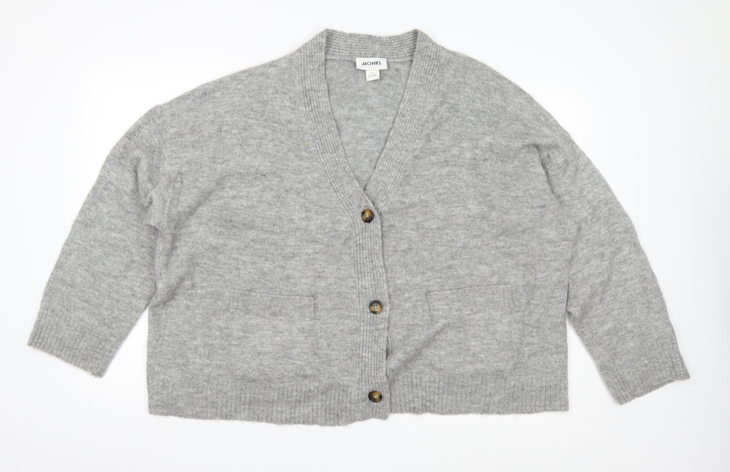 Monkl Womens Grey  Knit Cardigan Jumper Size S