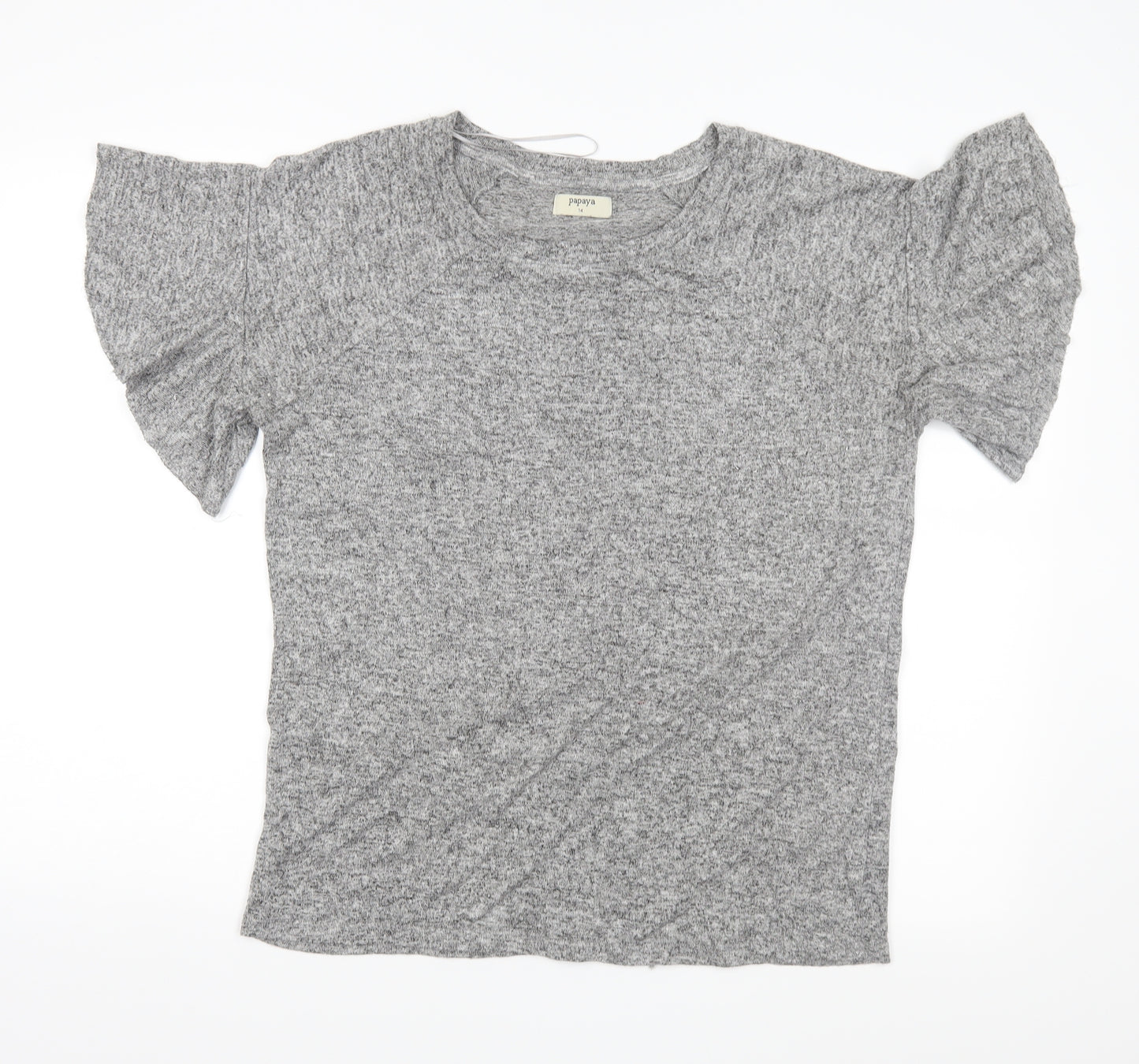 Papaya Womens Grey  Knit Basic T-Shirt Size 14