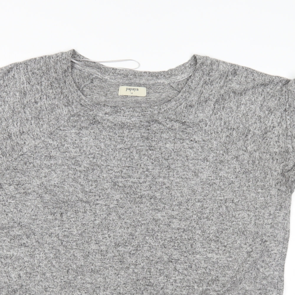 Papaya Womens Grey  Knit Basic T-Shirt Size 14