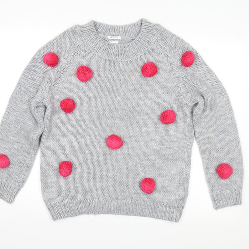 Zara Girls Grey  Knit Pullover Jumper Size 13-14 Years