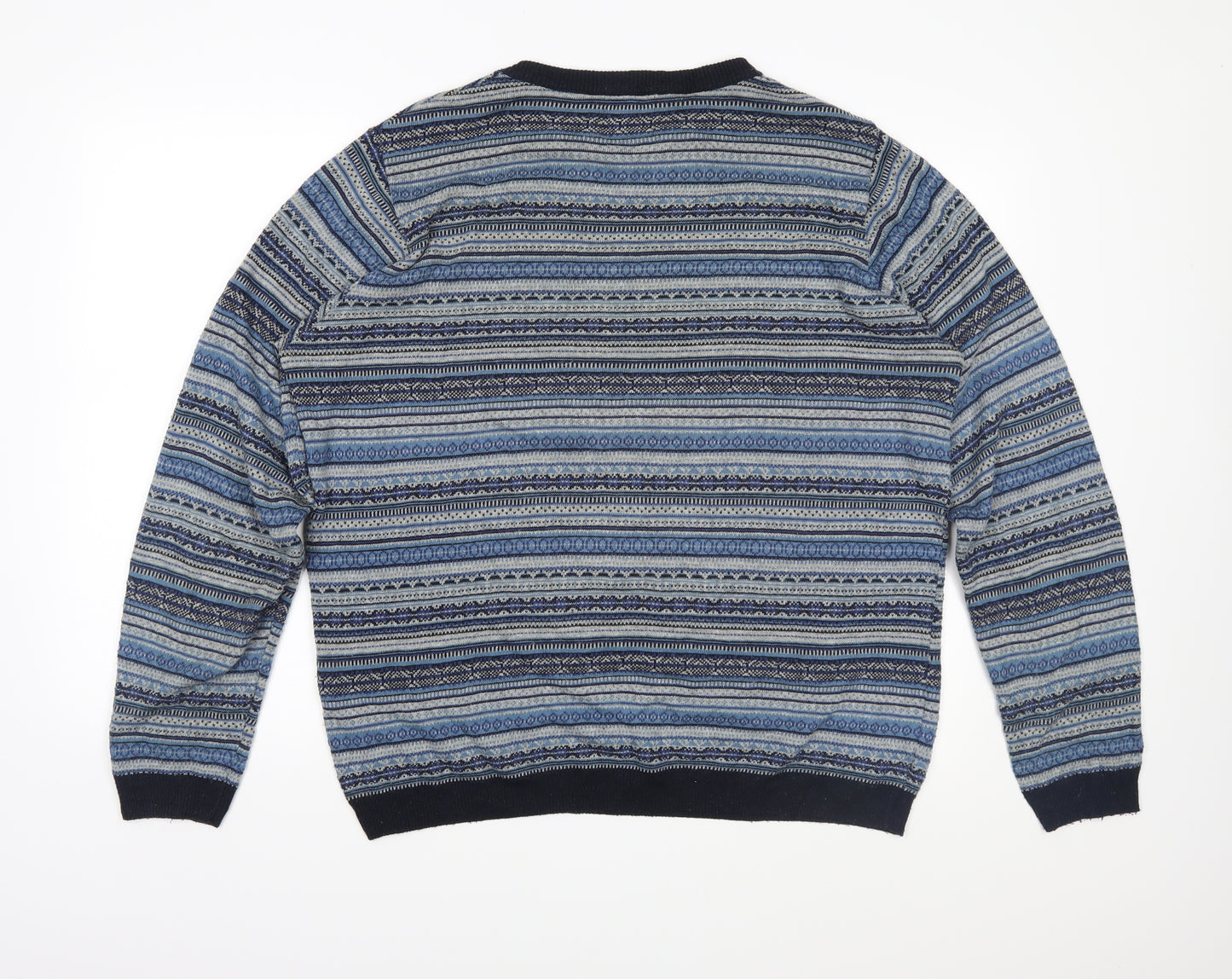 Topman Mens Blue Fair Isle Knit Pullover Jumper Size L
