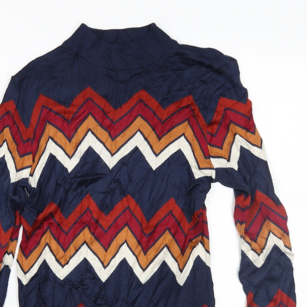 Papaya Womens Multicoloured Geometric Knit Pullover Jumper Size 12