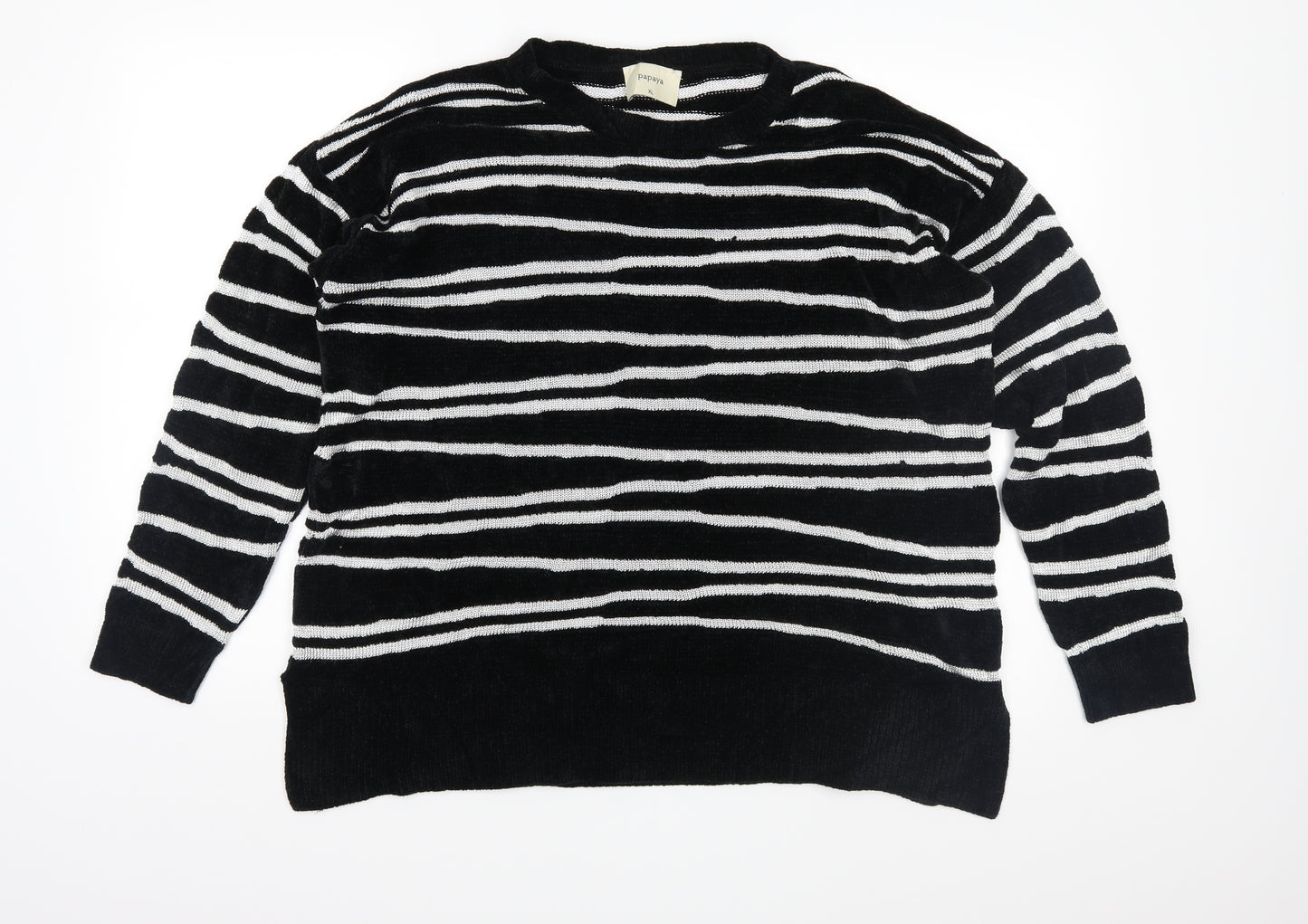 Papaya Womens Black Geometric Knit Pullover Jumper Size XL