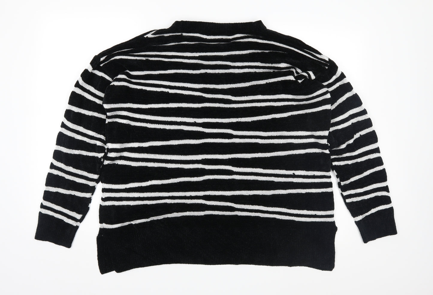 Papaya Womens Black Geometric Knit Pullover Jumper Size XL
