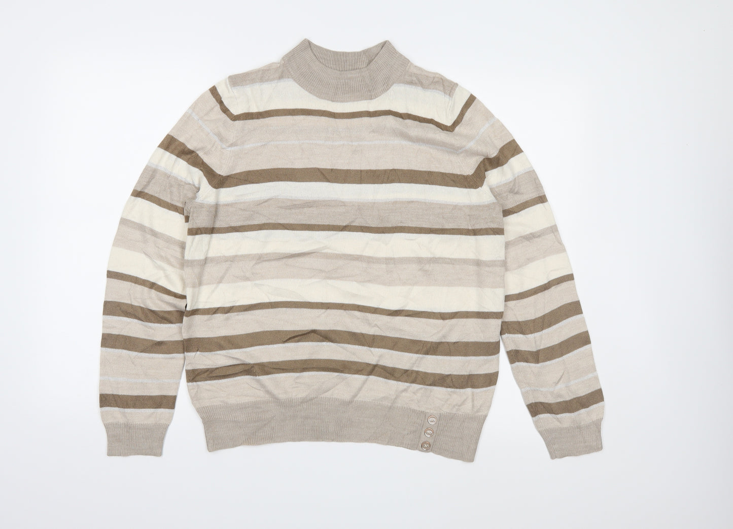 BHS Womens Brown Striped Knit Pullover Jumper Size 14