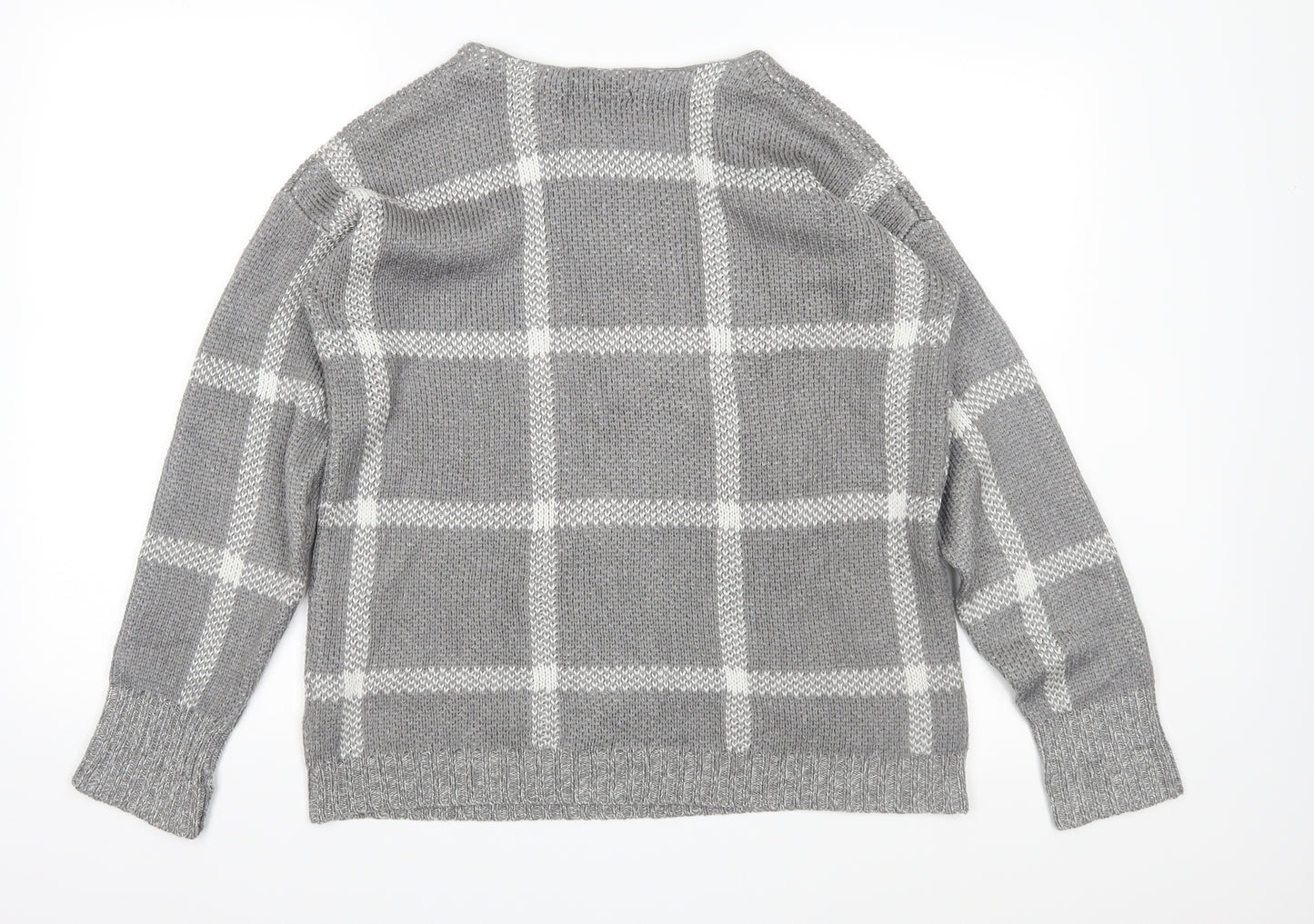 Damart Womens Grey Check Knit Pullover Jumper Size S