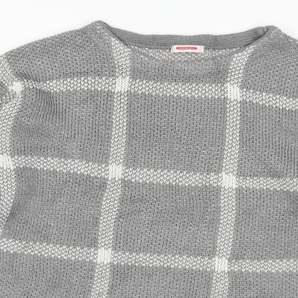 Damart Womens Grey Check Knit Pullover Jumper Size S