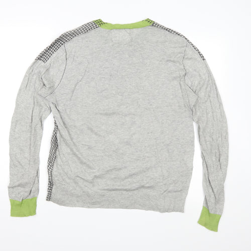 Green Coast Mens Grey Check Knit Pullover Jumper Size M